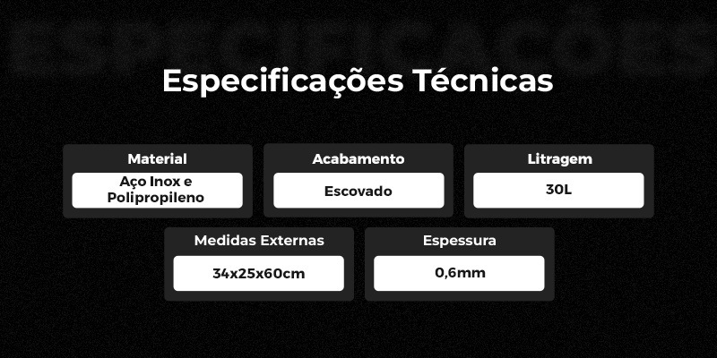 Lixeira 30L Com Pedal Aço Inox Escovado La Cassa