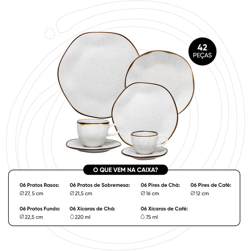 Aparelho de Jantar Chá e Café 42 Peças Ryo | La Cassa