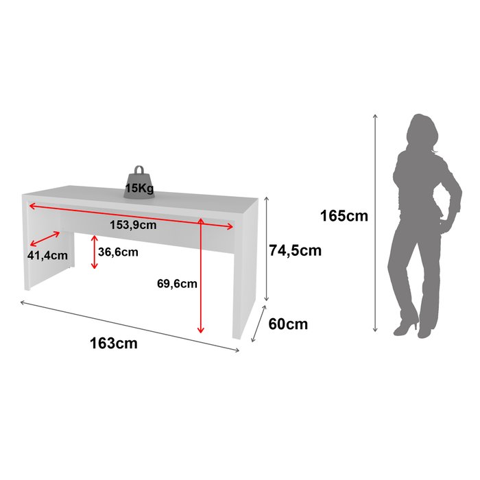 Mesa para Escritório 163cm ME4109 Branco | La Cassa